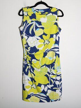 J McLaughlin Floral Tropical Catalina Cloth Mini Dress L Sleeveless Ruched Beach